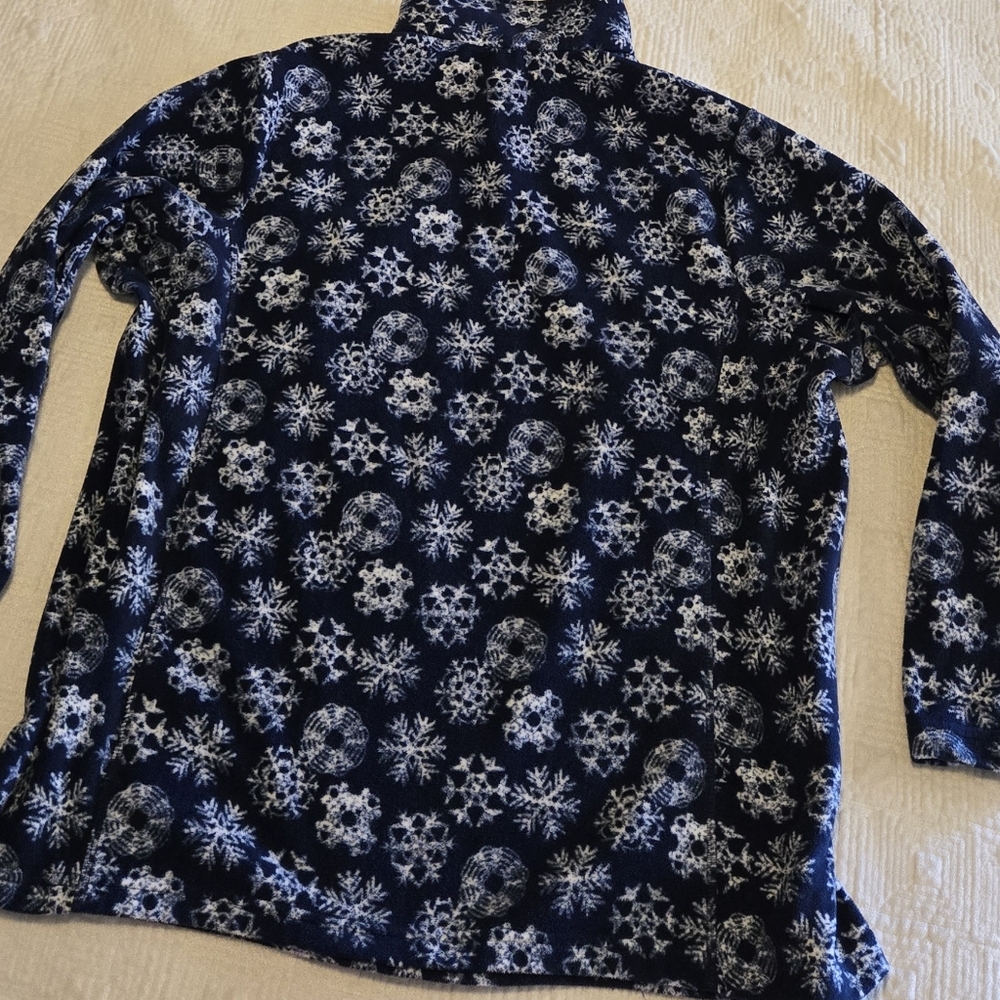 Lands' End Navy Quarter Zip With Snowflake Pattern, Size 2XL - Picture 4 of 7
